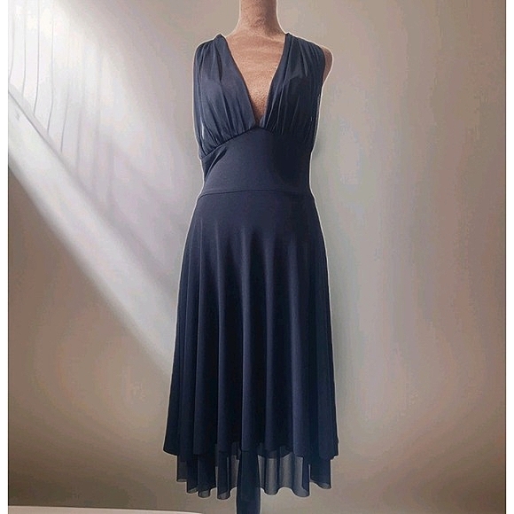 Charlotte Russe Y2K Black Babydoll Dress Halter Layered Stretch Whimsigoth - Picture 1 of 8